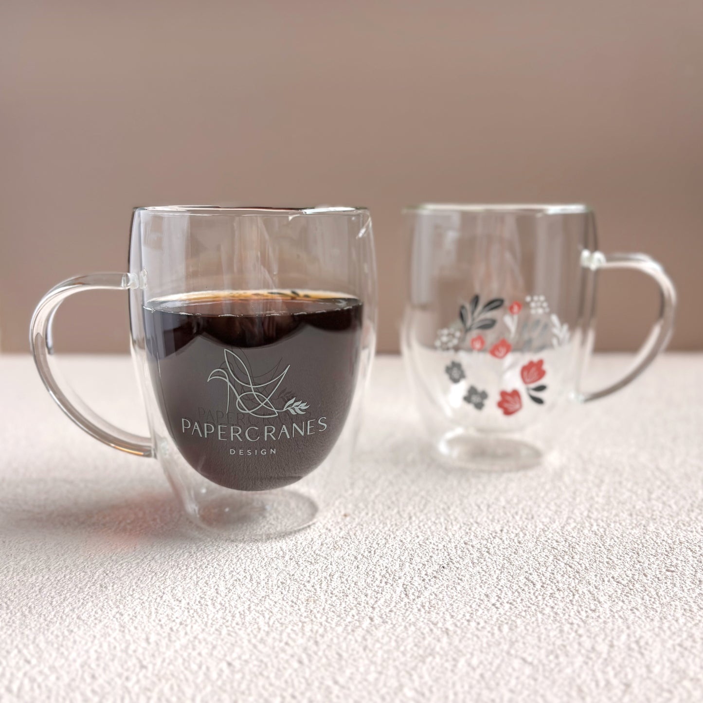 [B-Grade] Winter Petals Double-walled 350ml Glass Mug