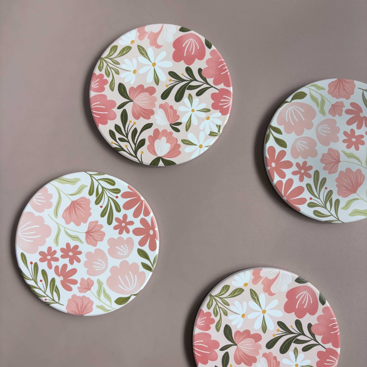 Floral Grace Diatomite Coasters