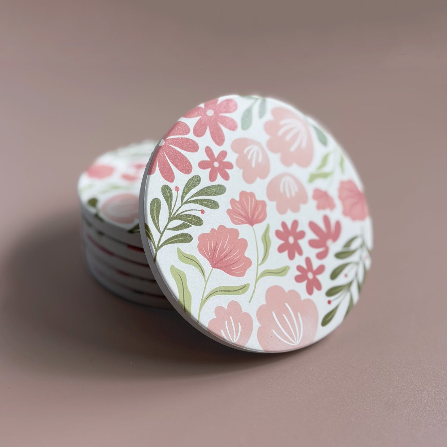 Floral Grace Diatomite Coasters