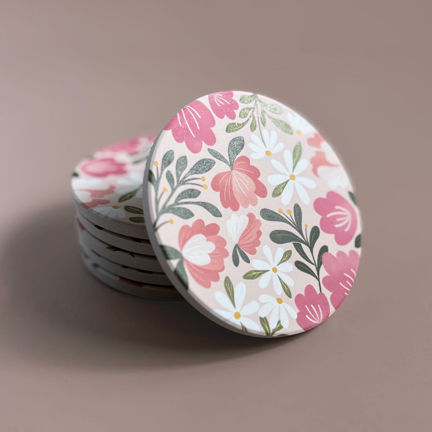 Floral Grace Diatomite Coasters