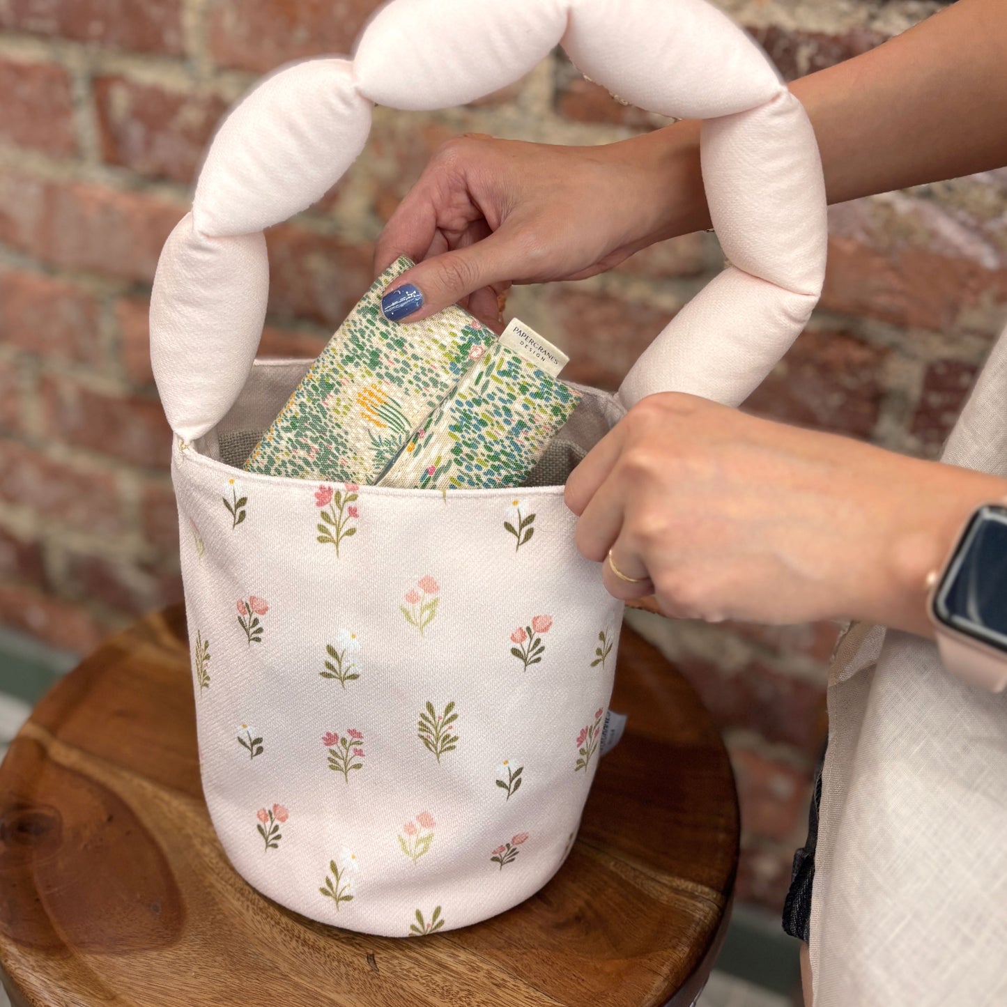 Floral Grace Puffy Bucket Wristlet