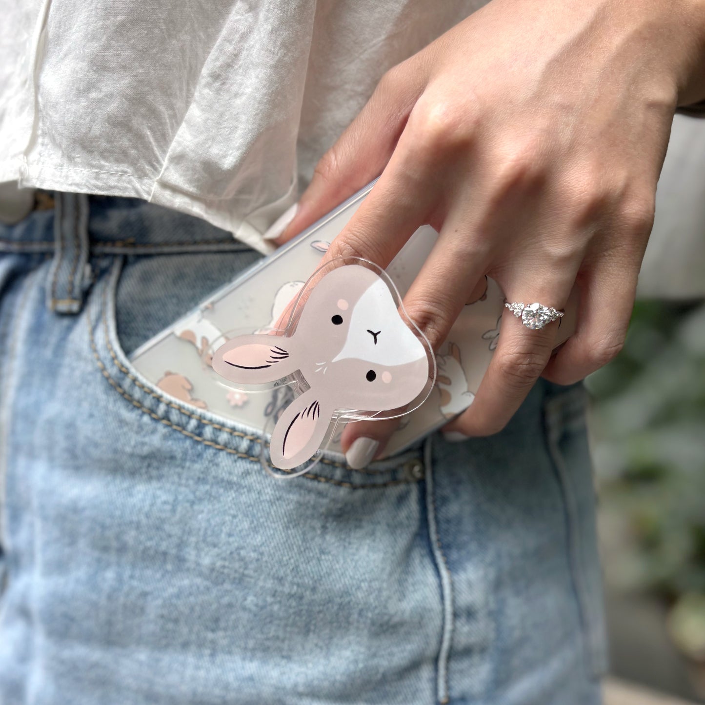 Fluffy Bunny Acrylic Phone Grip