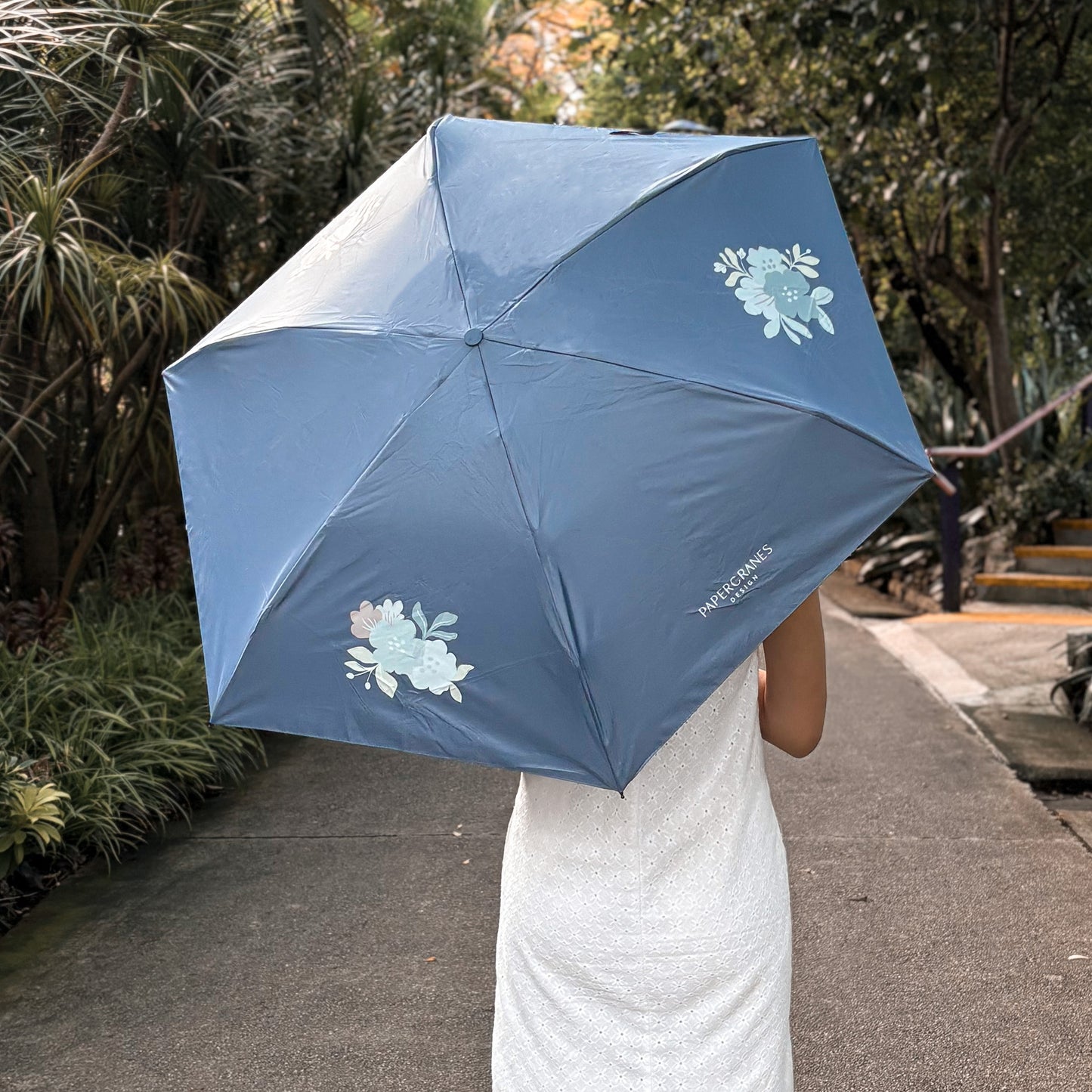 Winter Petals Mini Compact Umbrella